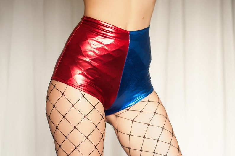 red high waisted booty shorts