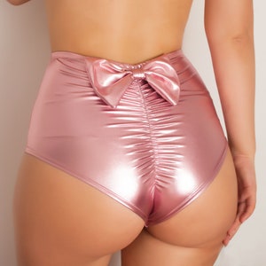 Scrunch Shorts With a Bow made of Metallic Spandex for Dancers, Twerking, Festivals, Raves.