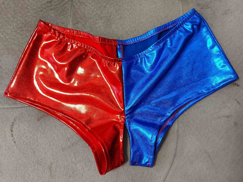 Harley Quinn inspired crotchless shorts Super sale Brand Cheap Sale Venue and Red in Metall Blue