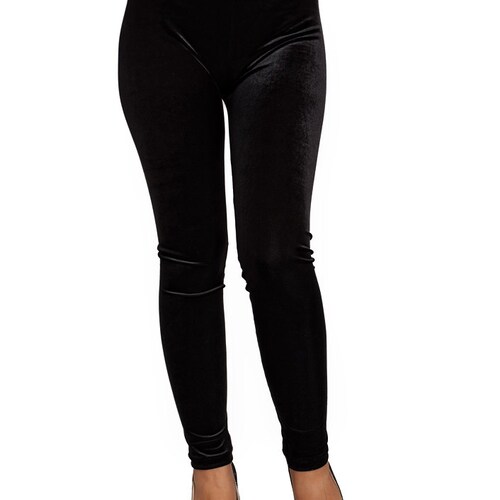 Stretch Black Velvet Leggings Sexy 