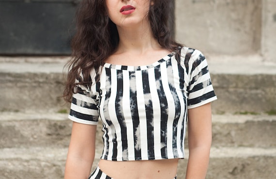 Cotton Black and White Stripe Top. Beetlejuice Top. Cosplay | Etsy