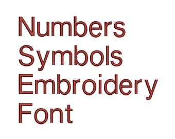 Machine Embroidery Font Designs - Font Letters, Numbers, Symbols Font Alphabet - 0.5, 075 & 1 inch Sizes