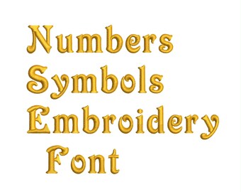 Machine Embroidery Font Designs - Font Letters, Numbers, Symbols Font Alphabet - 0.3 , 0.5 , 0.75 inch Sizes