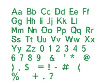 Machine Embroidery Font Designs - Font Letters, Numbers, Symbols Font Alphabet - 0.3 , 0.5,0.75 inch Sizes