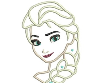 Frozen Elsa applique machine embroidery designs, appliqué design 5"x7"and 6"x10"