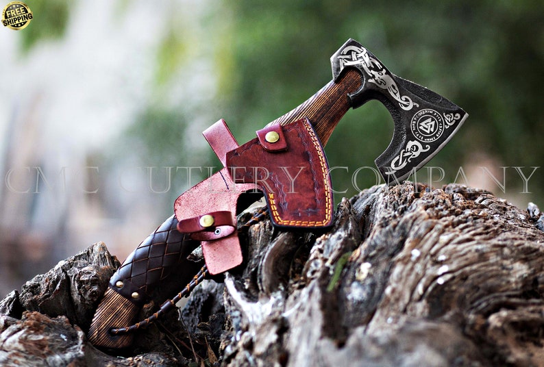 34.3" Professional Wood Splitting Axe - 5.5lb Head, 1065 Carbon Steel, Leather Sheath, For Timbersports & Felling