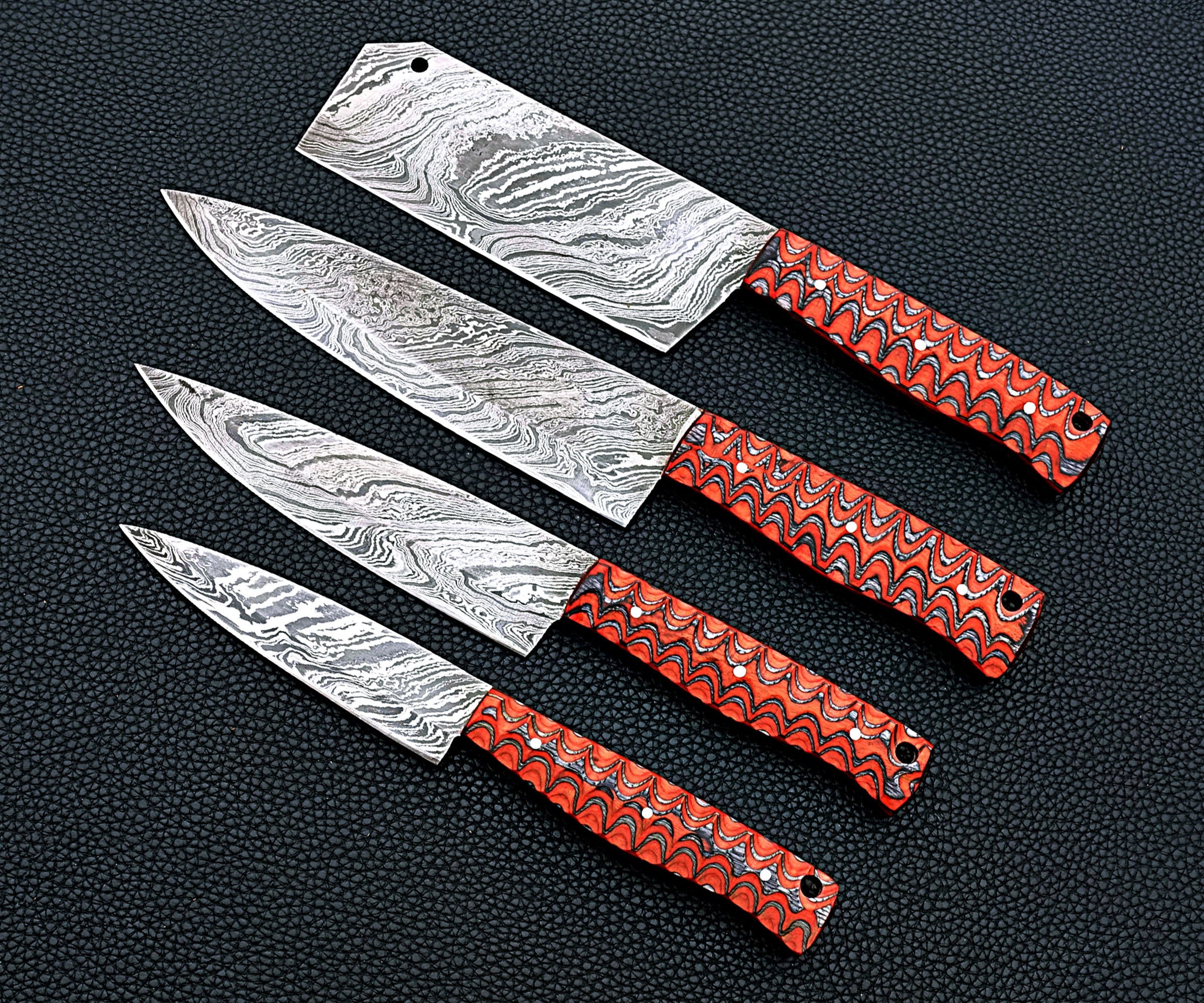 Custom Handmade Damascus Steel Kitchen Knife Set, Chef Knife, Utility