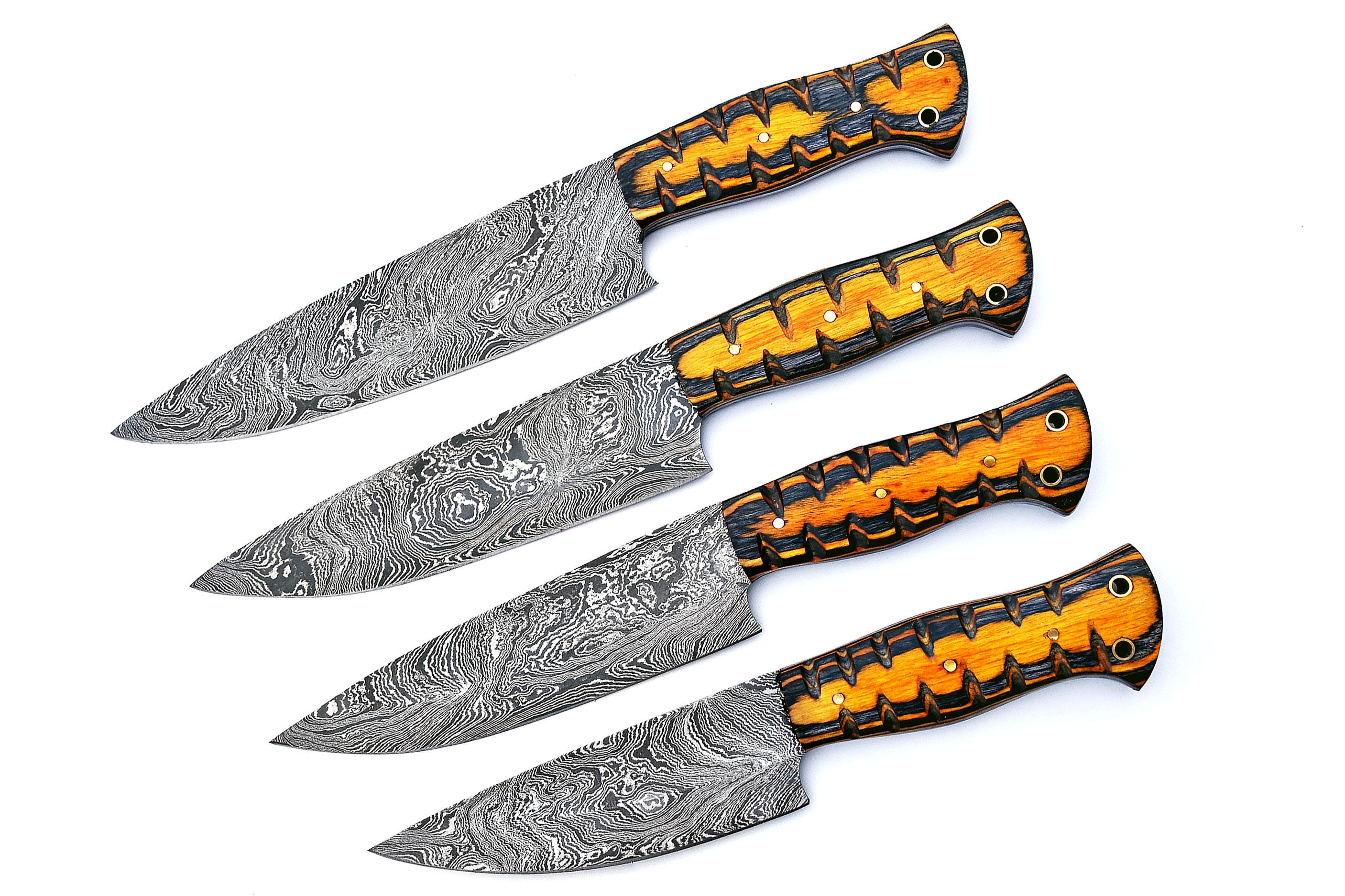 Custom Handmade Damascus Steel Kitchen Knife Set Chef Knife Etsy