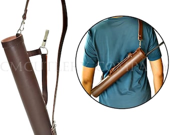 Traditional Handmade Back Arrow Quiver - Genuine Leather Quiver for Hunting & Target Practicing, Adjustable Lightweight and Comfortable