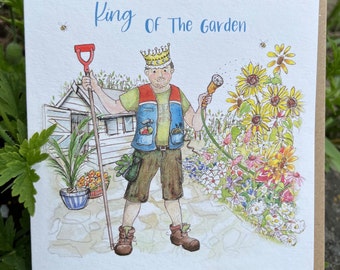 King of the Garden Birthday Card - Gardening Card  - Male Cards - Gardening Cards - Achievement Card -  Royal Cards - Gardening Gift - gd01