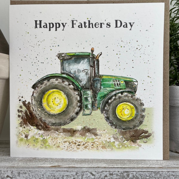 John Deere Father’s Day Card - John Deere Tractor Card - Farming Fathers Day Card - Farming Card - Green Tractor Card......FD05