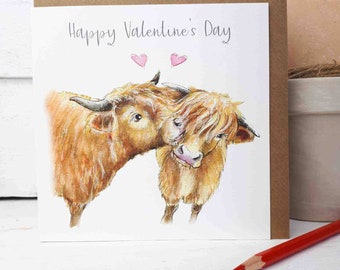 Highland Cow Valentine's Card