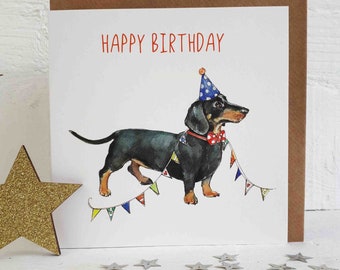 Sausage Dog  Birthday Card - Dog Birthday Card - Dachshund Greetings Card  - Sausage  Dogs -  Birthday Card - Weiner Dog ---code db12