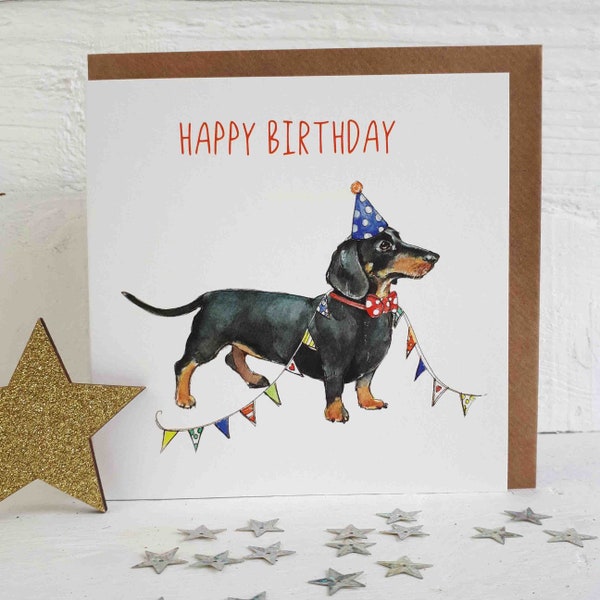 Sausage Dog  Birthday Card - Dog Birthday Card - Dachshund Greetings Card  - Sausage  Dogs -  Birthday Card - Weiner Dog ---code db12