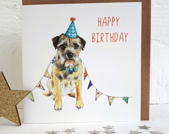 Border Terrier  Birthday Card - Dog Birthday Card - Border Terrier Greetings Card  - terriers -  Birthday Card - Small Dogs ---code db04