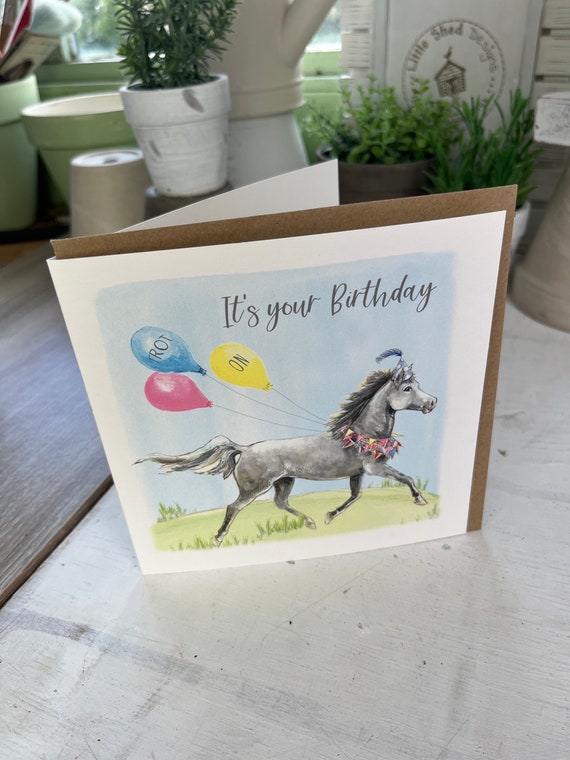 Horse Birthday Card - Pony Birthday Card - Trot on - Animal