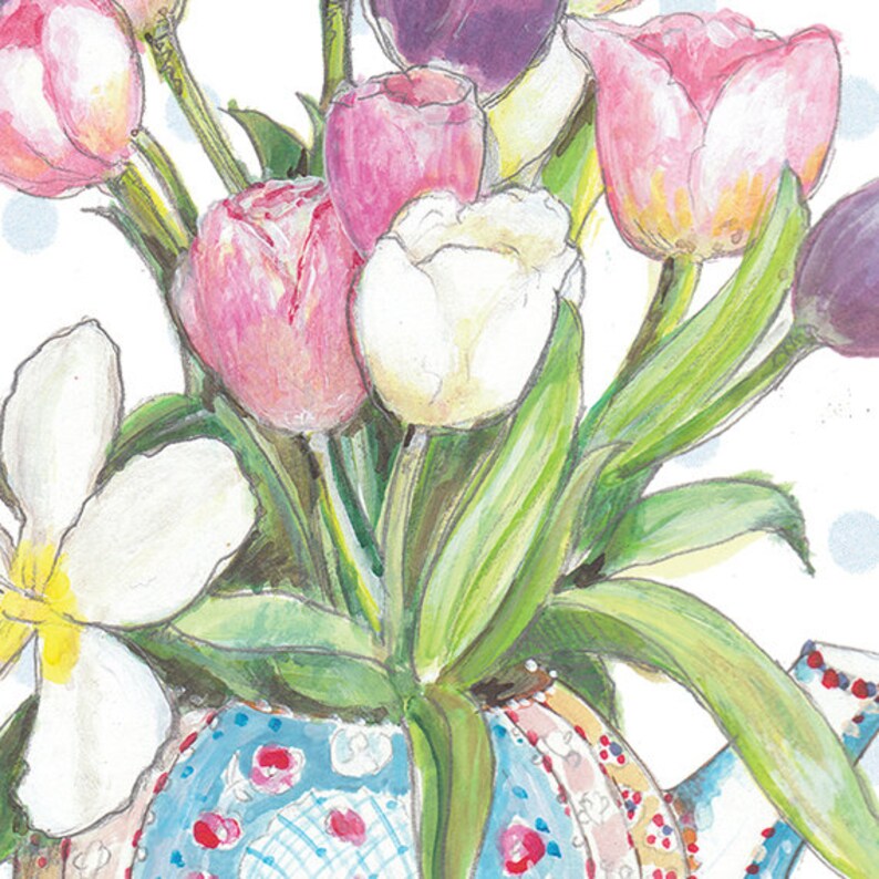 Tulip flowers Happy Birthday Card Flower Happy Birthday Card | Etsy