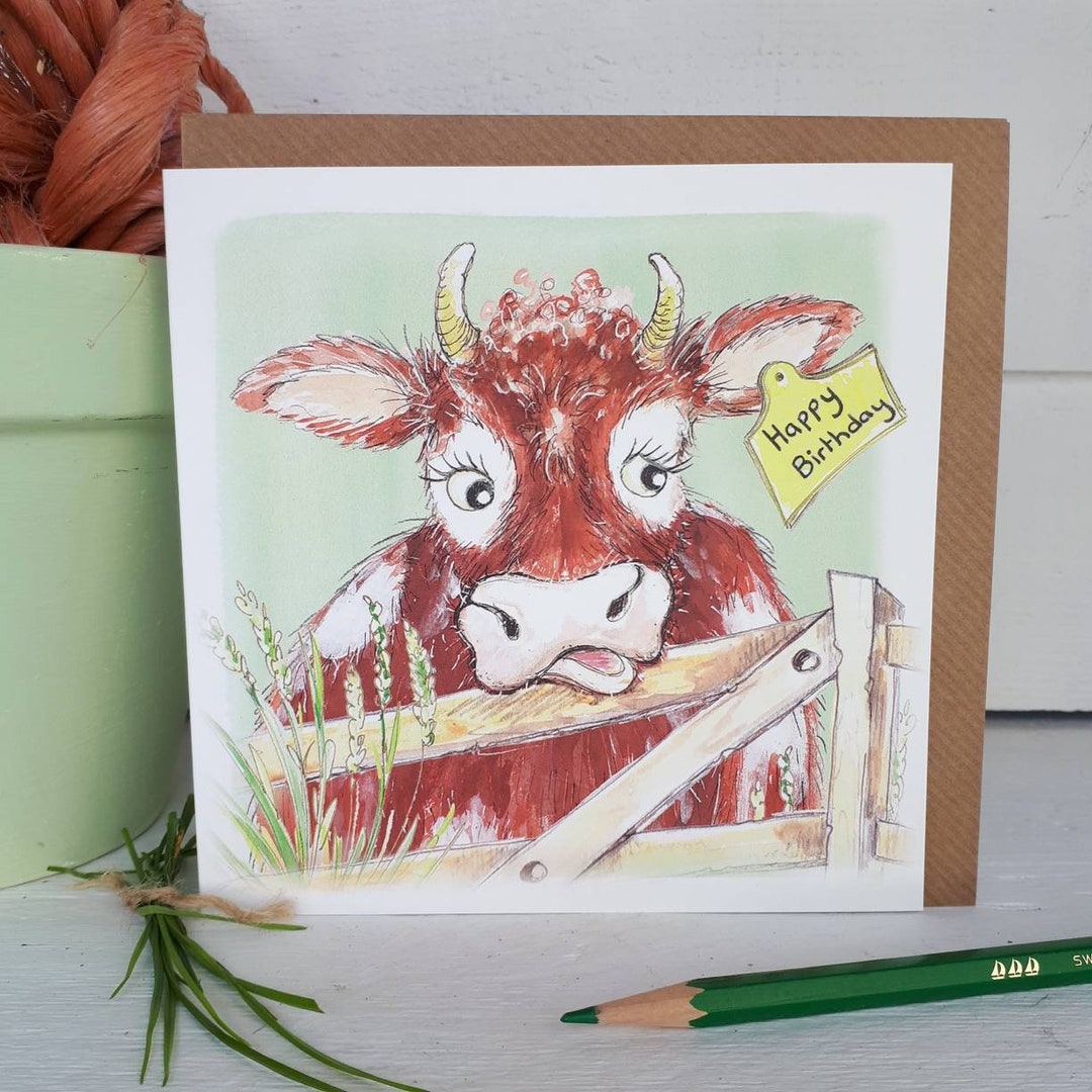 Kuh Geburtstagskarte Geburtstagskarte Bauernhof Tiere Etsy Schweiz