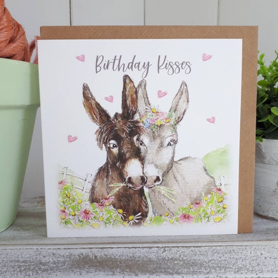 Donkey Birthday Card Birthday Card Romantic Donkey Card | Etsy
