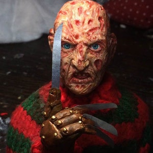 Freddy Krueger, Nightmare on Elm Street, bust sculpture, statuette, figure, ooak art, collectible, horror art, handmade gift, movie gifts