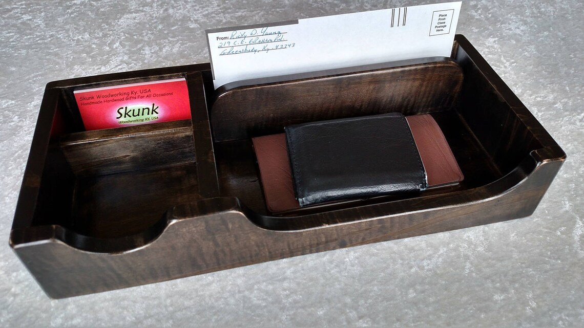 Desk Organizer Desk Tray Mens Valet Nightstand Tray Phone Etsy