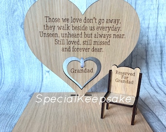 Personalised Those We Love Heart Plaque Poem Heaven Memorial Angel Grief Loss Gift Save Them A Seat Small Reserved Chair Decoration Ornament