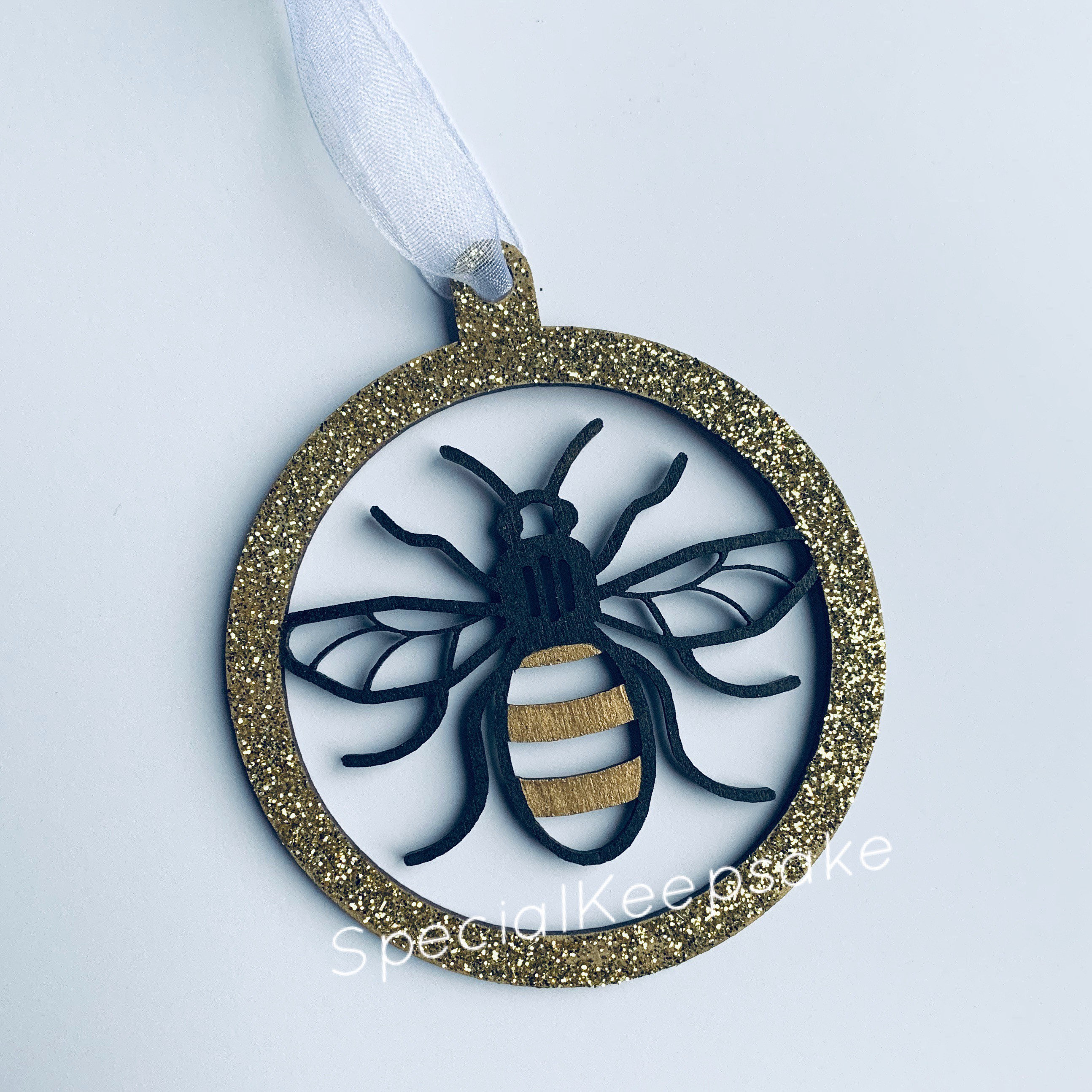 Rustic Rememberance Manchester Worker Bee Wooden Bauble/ Decorative Hanger... Rustic Rememberance Manchester Worker Bee Wooden Bauble/ Decorative Hanger...
