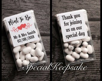 Gepersonaliseerde bruiloft Tic Tac Mints gunst gunst geur unieke mr & mrs bruid bruidegom gast snoepjes mint om aandenken momento decoratie