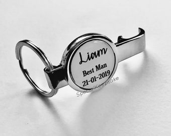 Personalised Thank You Wording Keyring Bottle Opener Best Man Usher Groomsmen Groom Fathers Day Gift For Him Wedding Mr Mrs Stainless Steel