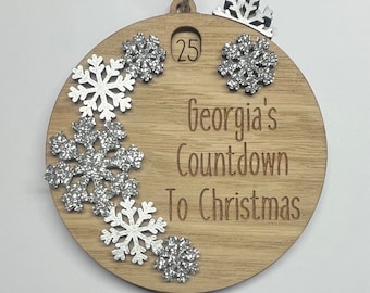 Personalised Moving Turning Countdown To Christmas Oak Engraved Wooden Bauble North Pole Novelty Children Gift Kids Tree Rotating Ornament