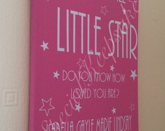 Personalised Twinkle Twinkle Star Canvas 30x40cm Birth Christening Gift New Baby Nursery Bedroom Wall Art Decor