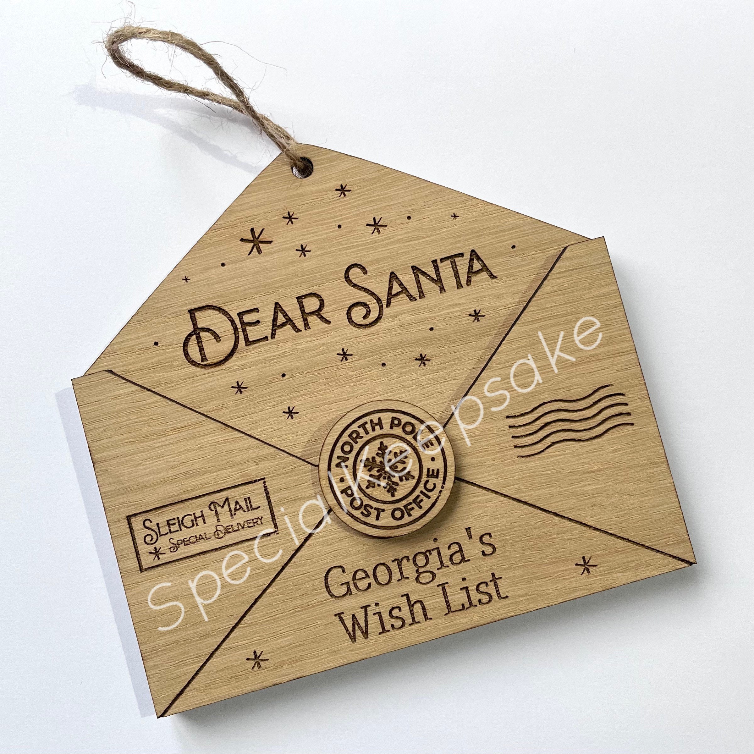 Enveloppe liste de cadeaux de Noël en bois personnalisée – Daron