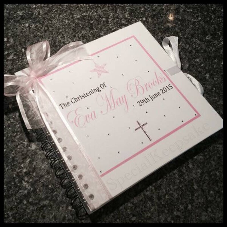 Personalised Guest Book Christening Wedding Baby Shower Birthday Event Occasion Handmade Church Guestbook Memories Diamonds Holy Communion