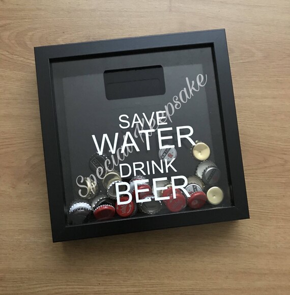 Save Water Drink Beer Drop Box Frame Display Collection Holder Image 0