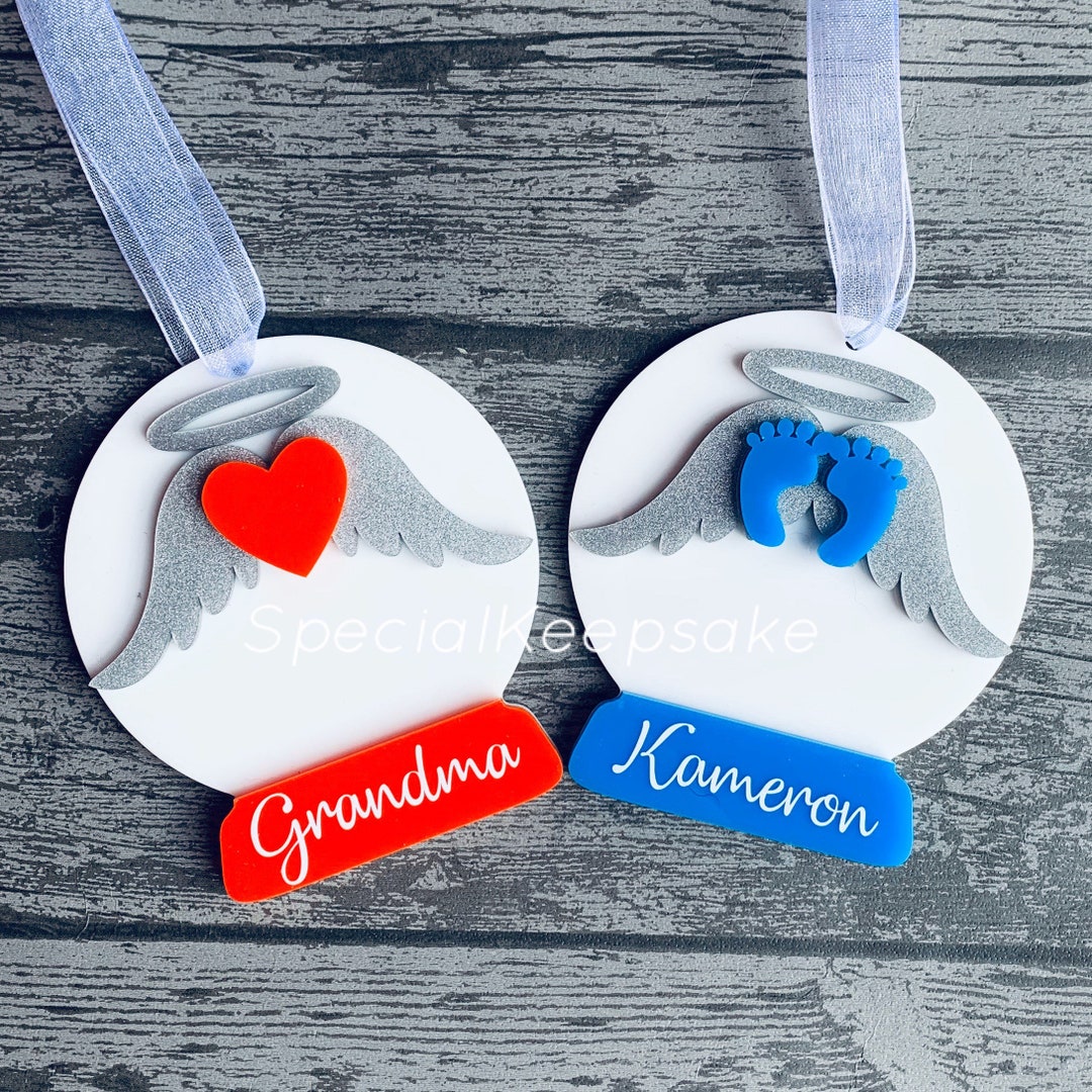 Personalised Acrylic Christmas Tree Bauble Memorial Decoration Heaven