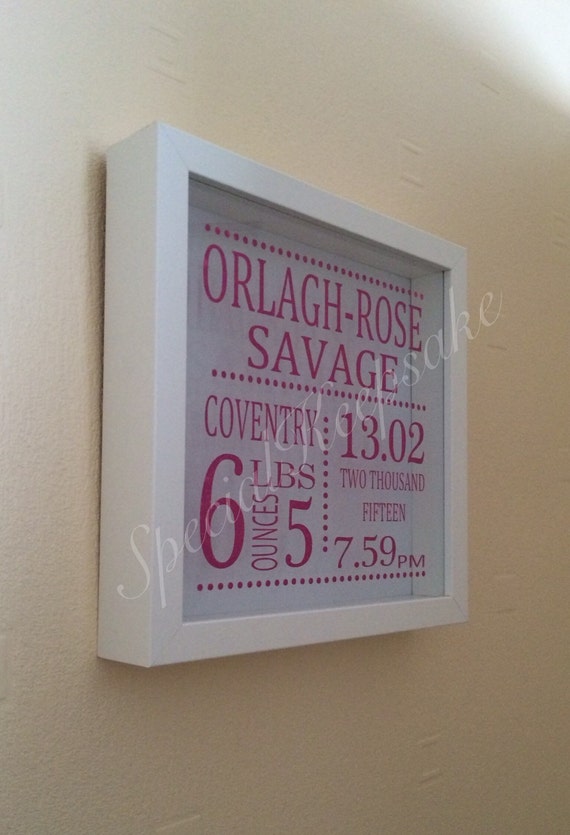 Personalised Birth Detail Frame Christening New Baby Unique Image 0