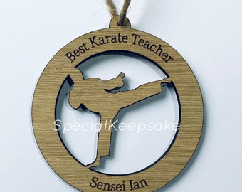 Personalised Karate Martial Arts Best Teacher Sensei Christmas Tree Ornament Decoration Thank You Gift Keepsake Dojo Instructor Sport Kids