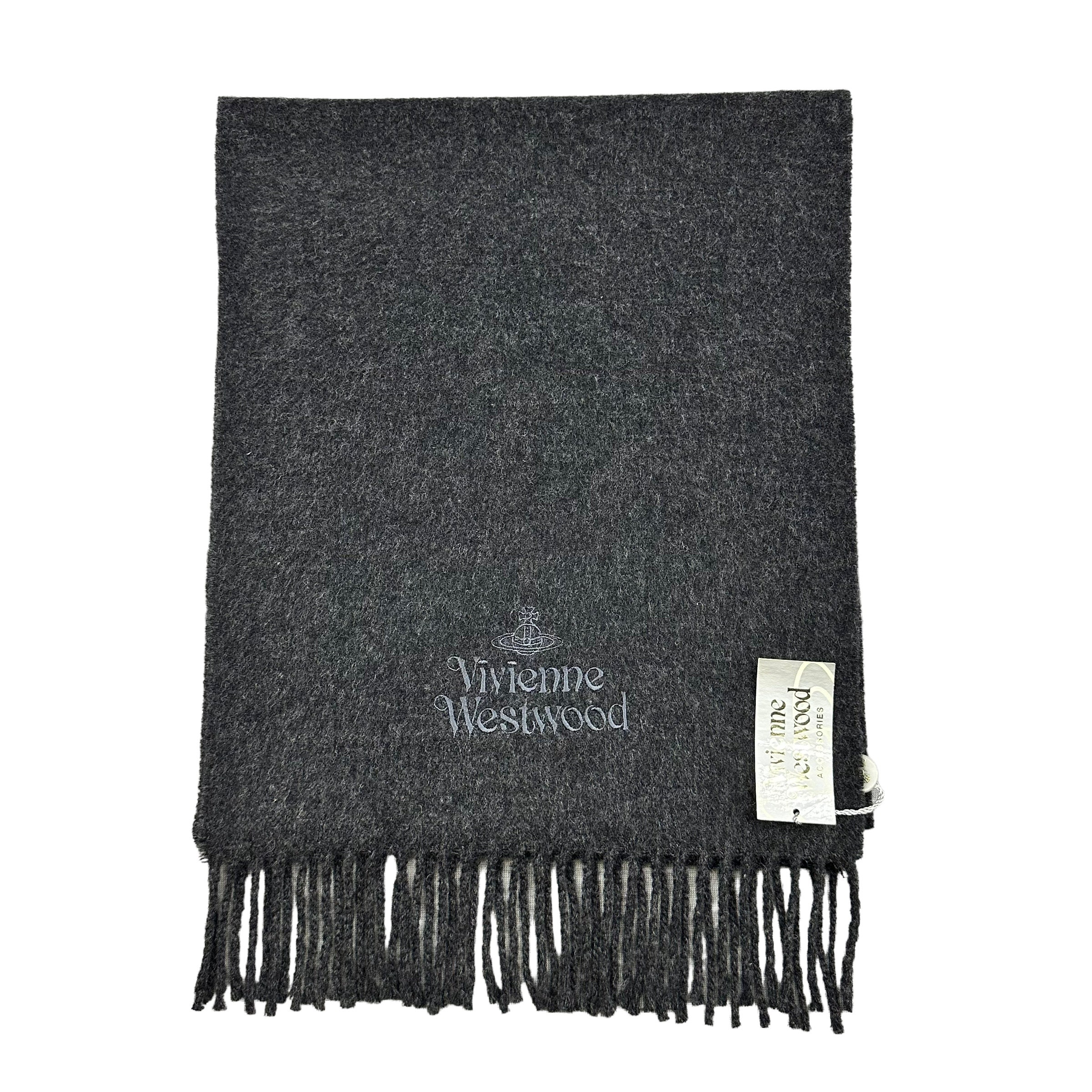 Vivienne Westwood＊スカーフ ロゴ 50X190 3 X YAK SCARF Rare Vintage, Vivienne Westwood Scarf, Solid Black Wool w