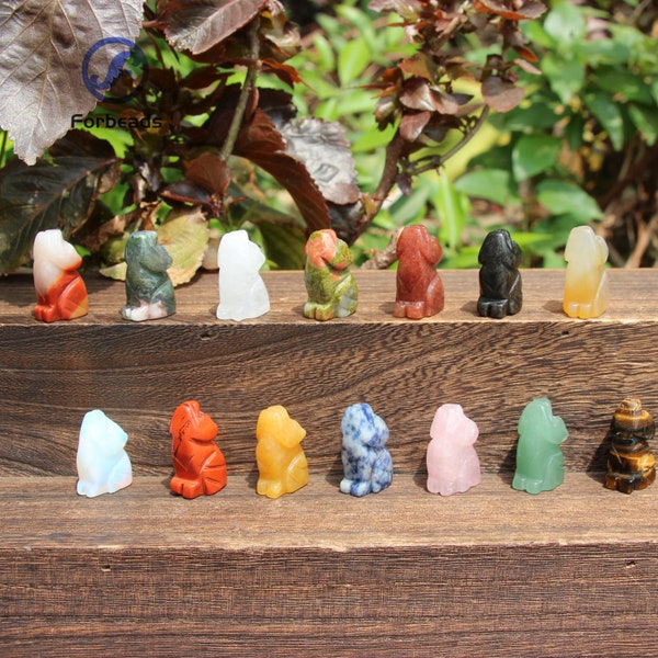 1" Mini Wolf Statues,Reiki Healing Crystal Obsidian Wolf Figurine Home Decoration,Natural Gemstone Quartz Animal Carved Spirit Totem Gifts