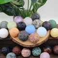 30mm Natural Gemstone Planet Ball Home Decoration,Obsidian Rose Quartz Jasper Moon Sphere Statues,Crystal Carved Meteorite Decor Wholesale product logo