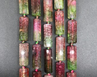Natural Agate Faceted Cylinder Shaped,Mixed colors Dragon Vein Agate Nugget,Used for Pendant Necklaces Bracelet Earring Ring Jewelry Making