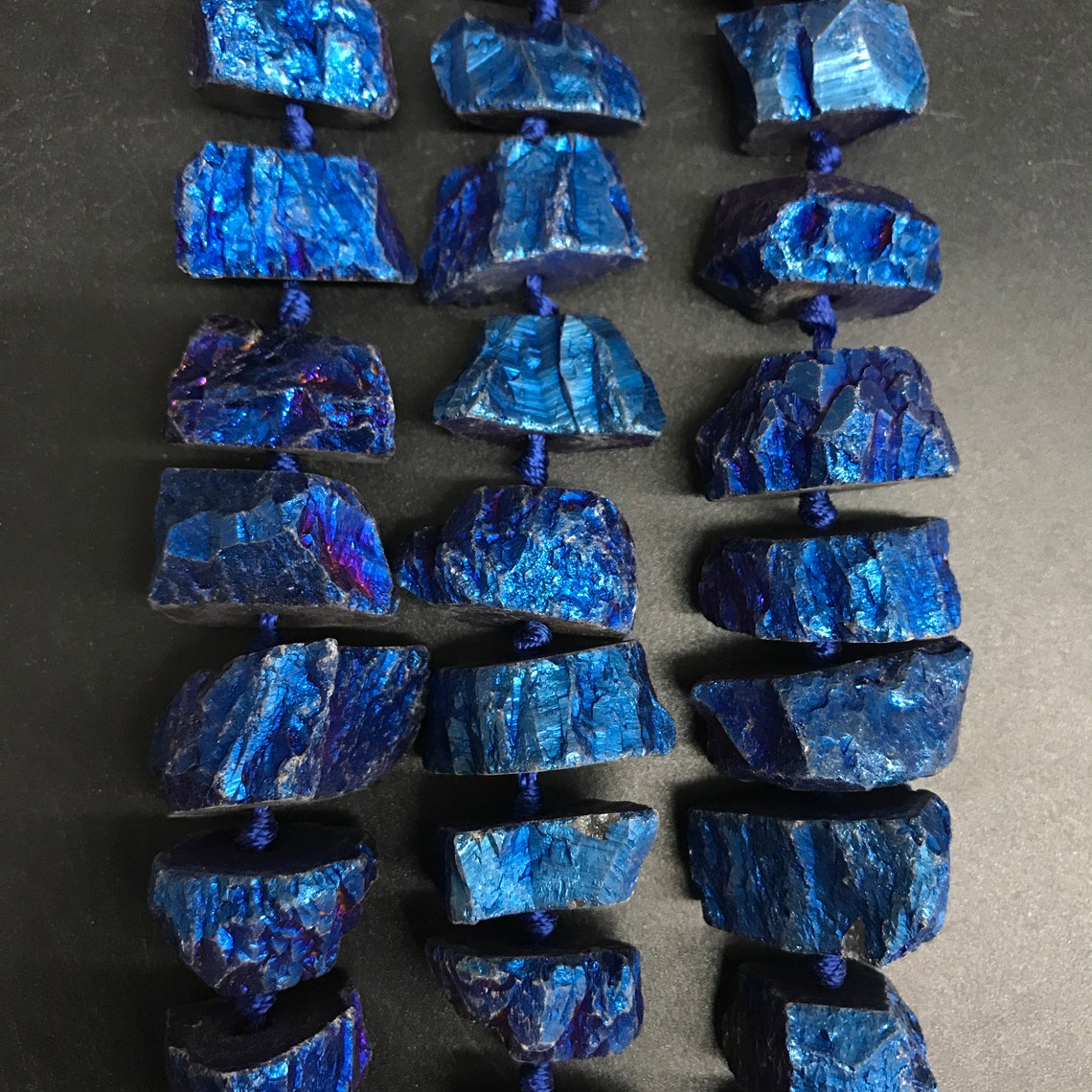 Dark Blue Quartz Rough Crystal Faceted NuggetTitanium Coated Etsy