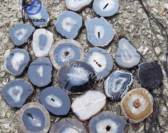 Agate Geode Slab Beads, Raw Stone Gemstone Druzy Drusy Nugget Pendants, Jewelry Making Supplies