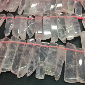 Faceted Rose Quartz Graduated Slab Beads Charms DIY Bracelet