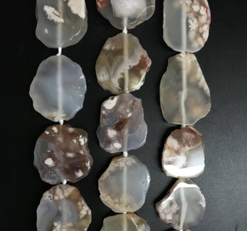 New Arrival!!!Irregular Sakura Agate Flat Slab,Natural Druzy Cherry blossom Agate Freeform Slice nugget,Drusy Flower Fossil Agate Gems bead