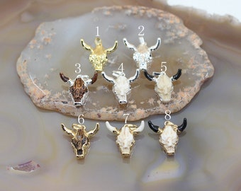 3-10pcs 8 Style Choice Fashion Ox-head Pendants,Electroplating Ox bone Bull Cattle horn Necklace Charms Skull Pendants Jewelry Wholesale