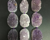 5pcs,Large Natural Amethyst geode slab nugget beads,Rough purple quartz raw druzy crystal pendant DIY necklace bracelet 26-35x39-45mm
