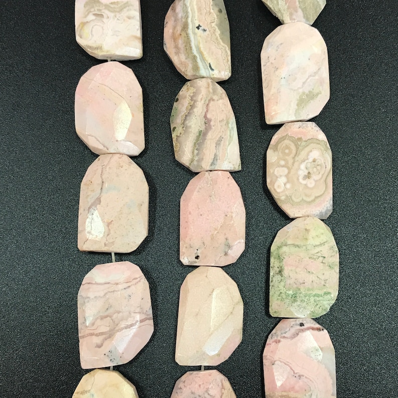 20-21x29-30mm,Brazil Rhodochrosite Faceted Slice Slab Beads,Natural Pink Gemstone Cut Nuggets DIY Pendants Necklace Charms Jewelry Supplies