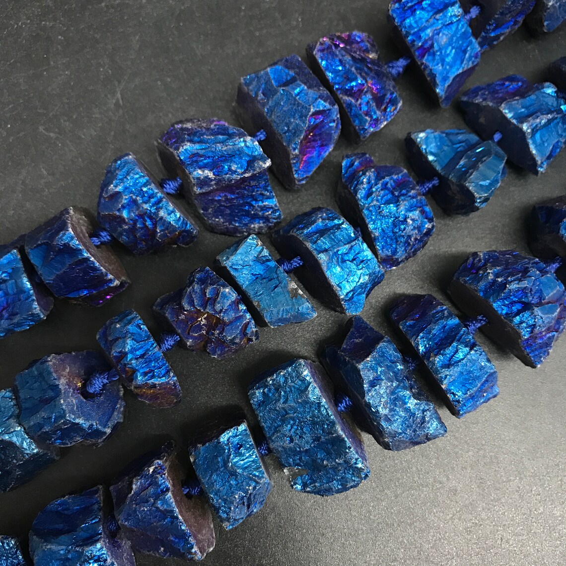 Dark Blue Quartz Rough Crystal Faceted NuggetTitanium Coated Etsy