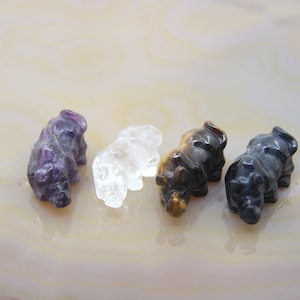 1.2&quot; Natural Gemstone Hand Carved Rhinoceros Figurine,Amethyst/Obsidian/Tiger eye Koala Statue Decoration,Crystal Animal Carved Wholesales